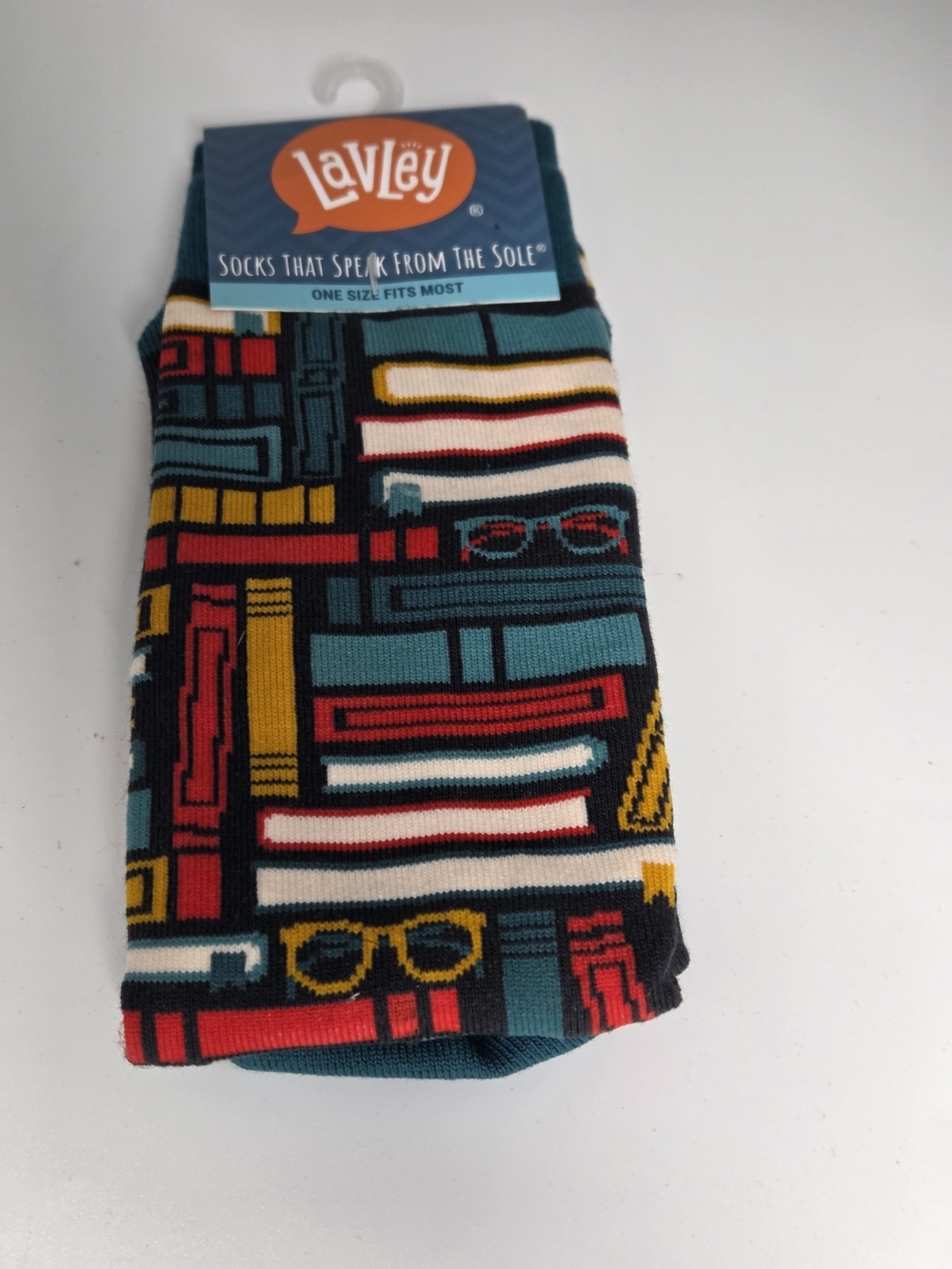 NWT Lavley Teal Novelty Book Pattern Men’s Socks Shhh I'm Reading